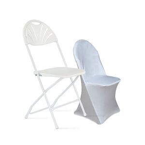 Oviala Business Rekkem chaise pliante bois et housse de chaise 45 x 45 x 89cm Blanc