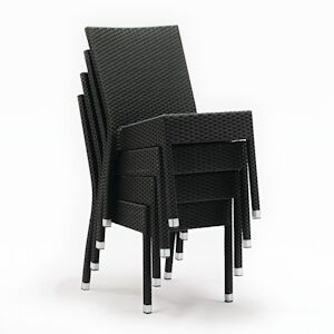 Chaise en Rotin Empilable Gris Anthracite - Lot de 4 - Bolero - Publicité