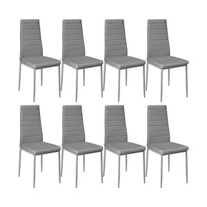 tectake Lot de 8 chaises avec surpiqûre - gris -404121