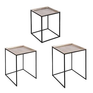 Set de 3 tables carrees plateaux  amovibles or -  Rectangle Metal Table Passion 40x40 cm