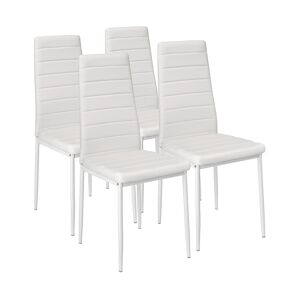 tectake Lot de 4 chaises avec surpiqûre - blanc -401845