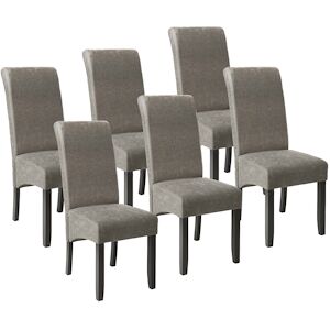 tectake Lot de 6 chaises aspect cuir - gris marbré -403629 - Publicité