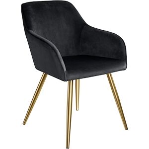 tectake Chaise MARILYN Effet Velours Style Scandinave - noir/or -403654 - Publicité