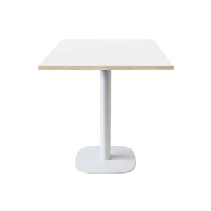 Restootab - Table 70x70cm - modèle Round pied blanc blanc chants bois