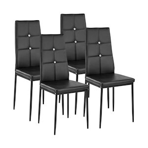 tectake Lot de 4 chaises avec strass - noir -402545