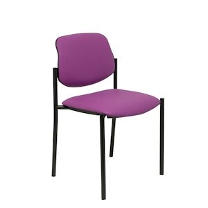 Piqueras y Crespo Chaise d'aisance Villalgordo 4 pieds avec accoudoirs et structure noire, tissu faux cuir violet et structure noire