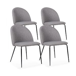 Oviala Business Lot de 4 chaises en tissu anthracite