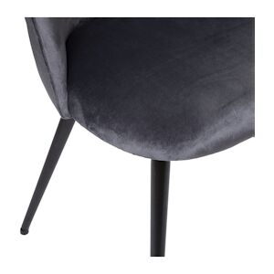 Atmosphera Chaise de table en Velours Gris souris et pieds en metal Noir