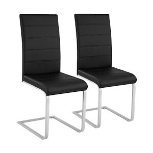 tectake 2 Chaises de Salle à Manger BETTINA Rembourrées Pieds en métal Argentés Design Moderne - noir -402549