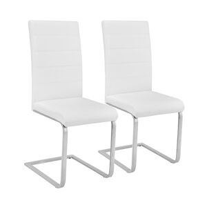 tectake 2 Chaises de Salle à Manger BETTINA Rembourrées Pieds en métal Argentés Design Moderne - blanc -402550