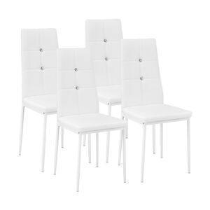 tectake Lot de 4 chaises avec strass - blanc -402547
