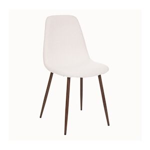Atmosphera Chaise de table tissu blanc a bouclettes et pieds en metal