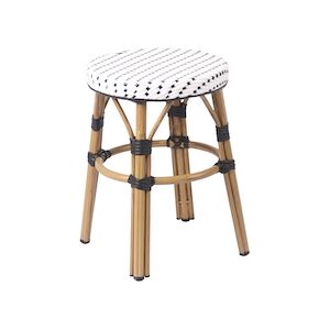 Metro Professional Tabouret ABBESSES II, alumimium/ rotin PE, Ø 43.5 x 47 cm, résistant aux intempéries, blanc/ noir