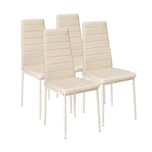 tectake Lot de 4 chaises avec surpiqûre - beige -401847