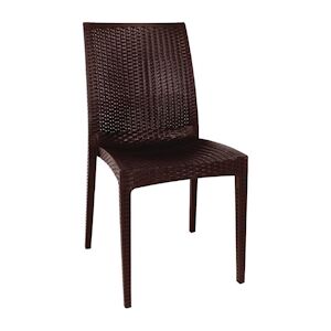 Bolero Chaise Bistro en Rotin PP Marron   Lot de 4 - Publicité