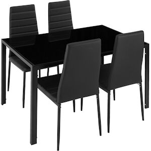 tectake Ensemble table + 4 chaises - noir -402837 - Publicité