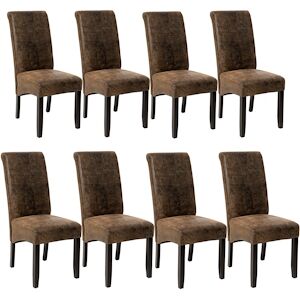 tectake Lot de 8 chaises aspect cuir - marron foncé -403991 - Publicité