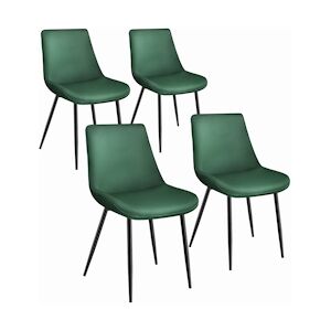 tectake Lot de 4 chaises de salle à manger Monroe aspect velours - vert foncé -404930