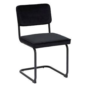 Atmosphera Chaise de table en velours Noir et pieds en acier Noir
