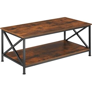 tectake Table basse PITTSBURGH 100x55x45,5cm - Bois foncé industriel, rustique -404437 - Publicité