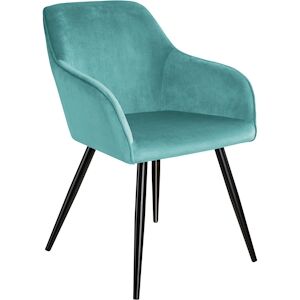 tectake Chaise MARILYN Effet Velours Style Scandinave - turquoise/noir -403664 - Publicité