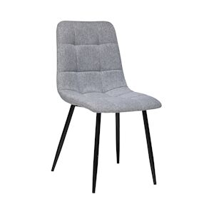 Atmosphera Chaise de table assise en tissu Gris souris et pieds en metal Noir