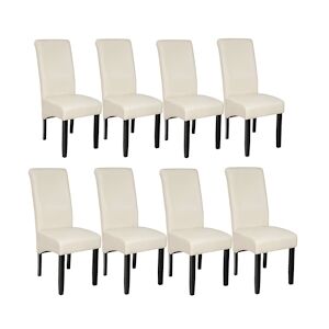 Tectake Chaises aspect cuir - crème x8