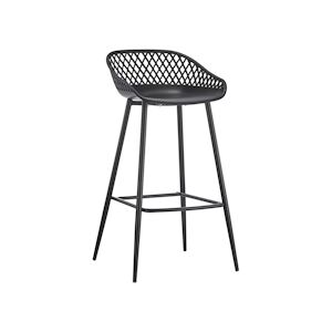 NOW'S HOME - Lot4 Chaises De Bar Exterieur Polypropylene Noir 48x47x95cm Bradley