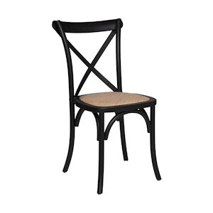 Atmosphera Chaise de table style Bistrot en Bois Noir et Cannage