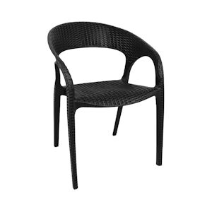 Bolero Chaise en polyrotan avec accoudoir noir (4 pièces)