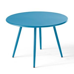 Oviala Business Table basse ronde en métal bleu pacific - Publicité