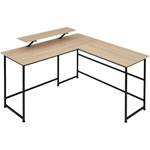 tectake Bureau MELROSE 140x130x765cm Bois clair industriel Chene Sonoma 404230