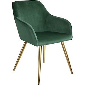 tectake Chaise MARILYN Effet Velours Style Scandinave - vert foncé/or -403651 - Publicité