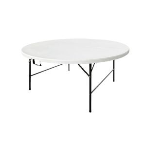 Metro Professional Table de banquet d'extérieur, acier / polyéthylène, Ø 180 x 74 cm, pliable, hydrofuge, blanc
