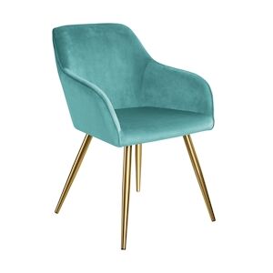 Tectake Chaises MARILYN Effet Velours Style Scandinave - turquoise/or x2