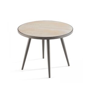 Oviala Business Table basse ronde avec plateau imitation bois