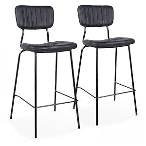 Oviala Business Lot de 2 chaises hautes en textile enduit noir - Publicité