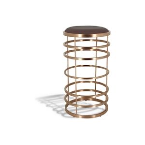 NOW'S HOME - Tabouret De Bar Bruce En Simili Cuir Marron Pieds Inox201brosse Cuivr40x71