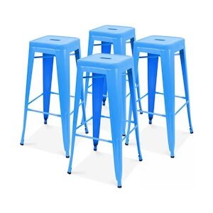 Oviala Business Lot 4 tabourets de bar en métal bleu mat