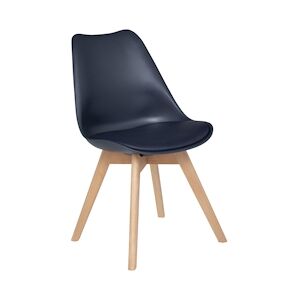 Atmosphera Chaise de table Assise Bleu Encre et Pieds en Bois de Hetre