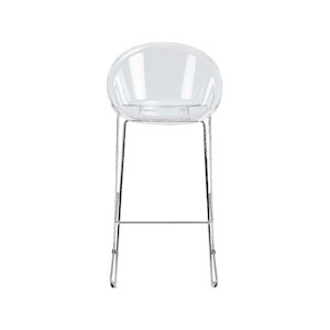 Sitek tabouret haut transparant avec piètement fil chromé Noe 49 x 31 x 100