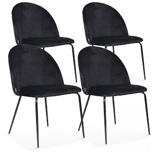 Oviala Business Lot de 4 chaises en velours noir - Oviala - Publicité