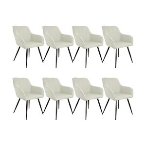 tectake 8 Chaises Marilyn aspect lin noir - crème/noir -404677