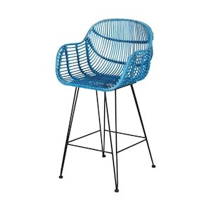 ROTIN DESIGN chaise de bar OSLO rotin et acier 101x56x51cm
