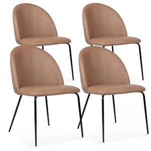 Oviala Business Lot de 4 chaises en textile enduit marron clair - Publicité