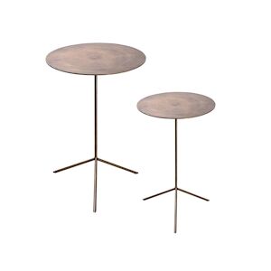 TABLE PASSION Set de 2 tables gigognes or hauteurs 58 et 49 cm - Rond Métal Table Passion