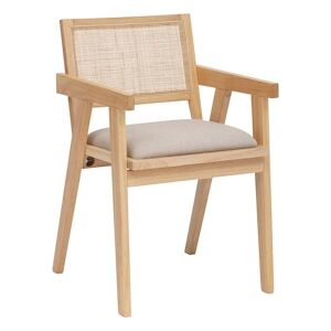 Atmosphera Fauteuil Chaise de table en Bois Naturel et Cannage en Rotin