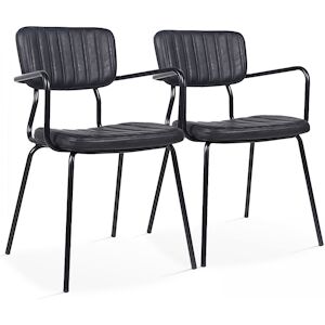 Oviala Business Lot de 2 chaises avec accoudoirs en textile enduit noir - Publicité