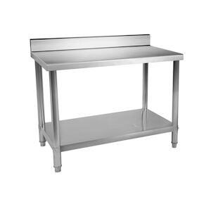 Royal Catering table de travail inox avec dosseret 120 x 70 cm capacité de 143 kg