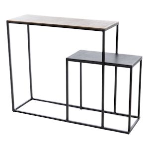 Console 2 niveaux décalés -  Noir Rectangle Métal Amadeus 98x31 cm - Publicité